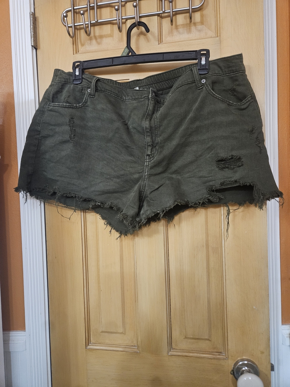 Aerie Distressed Olive Green Women's Denim Shorts